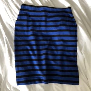 LOFT black and blue striped skirt NWT!